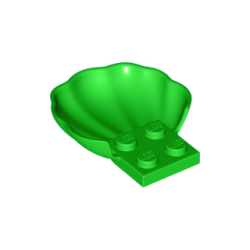 Clam / Scallop Shell with 4 Studs - Bright Green