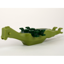 Dinosaur Body Pteranodon, 4 Studs, 6 Clips with Fixed Dark Green Top - Olive Green