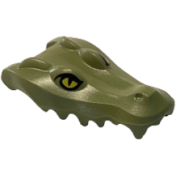 Alligator / Crocodile Head Jaw Upper with Yellow Eyes without White Glints Pattern - Olive Green Alligator / Crocodile Head Jaw Upper with Yellow Eyes without White Glints Pattern - Olive Green