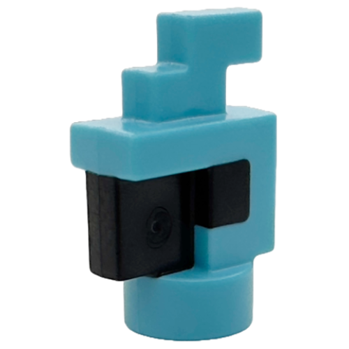 Деталь LEGO 41703pb01 Creature Head Pixelated with Molded Black Eyes and Beak Pattern (Minecraft Parrot) - Medium Azure