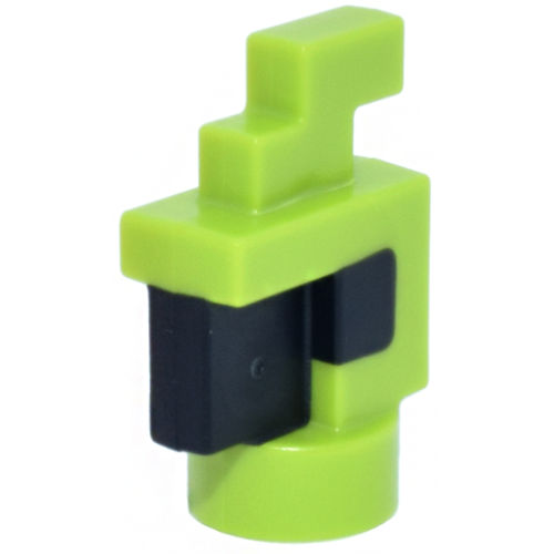 Деталь LEGO 41703pb01 Creature Head Pixelated with Molded Black Eyes and Beak Pattern (Minecraft Parrot) - Lime