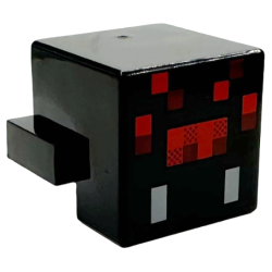 Creature Head Pixelated with Red and Dark Red Face and Light Bluish Gray Fangs Pattern (Minecraft Spider) - Black Creature Head Pixelated with Red and Dark Red Face and Light Bluish Gray Fangs Pattern (Minecraft Spider) - Black