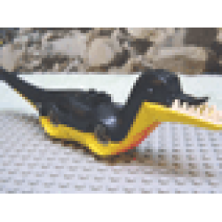 Dinosaur Body Pteranodon / Raptor with Black Top and Complementary Bottom Pattern - Yellow