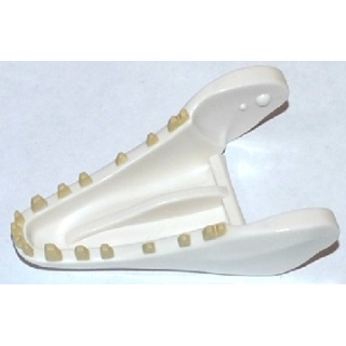 Деталь LEGO 20442pb01 Dinosaur Jaw Lower Indominus rex with Tan Teeth Pattern - White