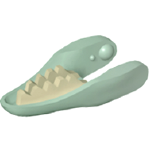 Деталь LEGO 98067pb01 Dinosaur Jaw Lower Raptor with Tan Teeth Pattern - Sand Green
