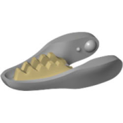 Dinosaur Jaw Lower Raptor with Tan Teeth Pattern - Light Bluish Gray