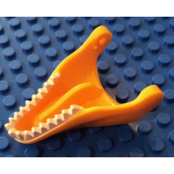 Dinosaur Jaw Lower Tyrannosaurus rex with White Teeth Pattern - Bright Light Orange