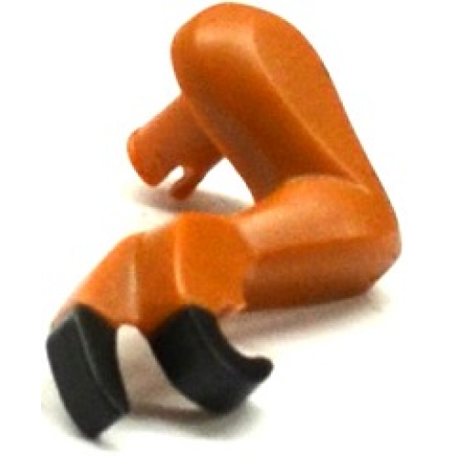 Деталь LEGO 98058pb02 Dinosaur Leg Small (Front) Tyrannosaurus rex with Pin with Black Claws Pattern - Left - Dark Orange