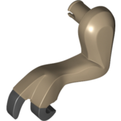 Деталь LEGO 98058pb02 Dinosaur Leg Small (Front) Tyrannosaurus rex with Pin with Black Claws Pattern - Left - Dark Tan