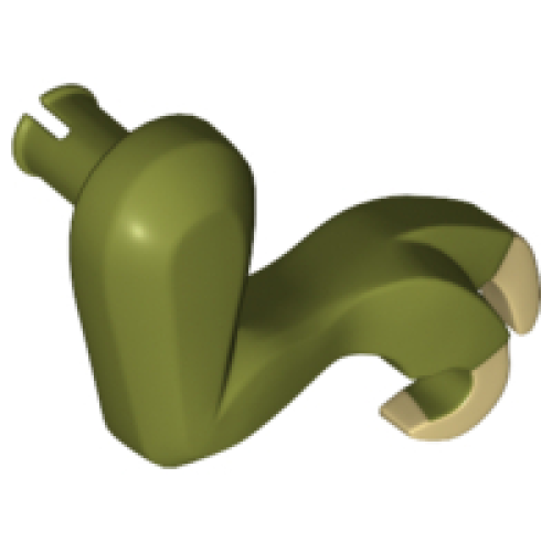 Деталь LEGO 98059pb01 Dinosaur Leg Small (Front) Tyrannosaurus rex with Tan Claws Pattern - Right - Olive Green