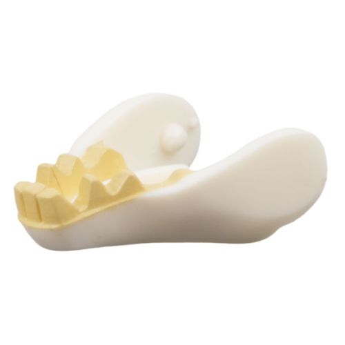 Деталь LEGO 11429pb01 Warg Jaw Lower with Tan Teeth Pattern - White