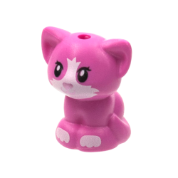 Cat, Friends Style, Baby Kitten, Sitting with Metallic Pink Nose, White Muzzle and Paws Pattern - Dark Pink