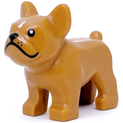 Dog, French Bulldog with Black Eyes, Nose and Whisker Dots, White Spot on Forehead Pattern - Medium Nougat