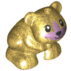Hamster / Mouse, Friends Style with Black Eyes, Nose and Mouth and Metallic Pink Muzzle Pattern - Pearl Gold