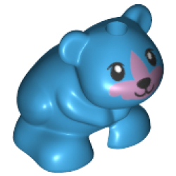 Hamster / Mouse, Friends Style with Black Eyes, Nose and Mouth and Metallic Pink Muzzle Pattern - Dark Azure