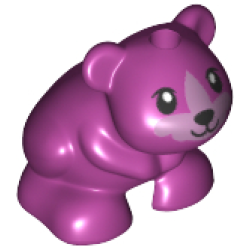 Hamster / Mouse, Friends Style with Black Eyes, Nose and Mouth and Metallic Pink Muzzle Pattern - Magenta