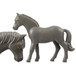 Horse, Belville with Brown Outlined Eyes with Eye Whites and White Pupils Pattern - Dark Gray