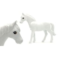 Horse, Belville with Large Round Eyes with Light Gray Top and Dark Orange Bottom Eyelids, Small Glints Pattern - Very Light Bluish Gray