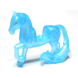 Horse, Friends Style with 2 x 2 Cutout, Long Swooshy Tail with Metallic Light Blue Eyes Pattern (Disney Nokk) - Satin Trans-Light Blue