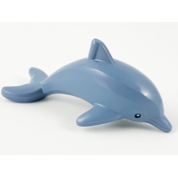 Dolphin, Jumping with Bottom Axle Holder with Black Eyes and White Pupils Pattern - Sand Blue