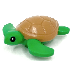 Sea Turtle, Baby with Black Eyes and Medium Nougat Shell Pattern - Bright Green