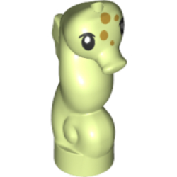 Seahorse, Friends Style with Black Eyes and Gold Spots Pattern - Yellowish Green