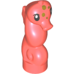 Seahorse, Friends Style with Black Eyes and Gold Spots Pattern - Coral
