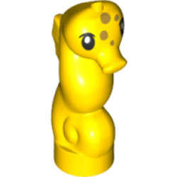 Seahorse, Friends Style with Black Eyes and Gold Spots Pattern - Yellow