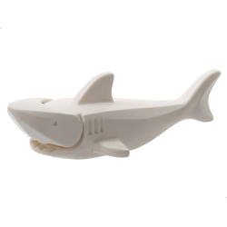 Shark with Rounded Nose and Debossed Gills and Eyes - White