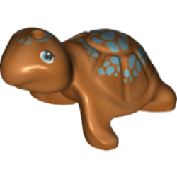 Turtle, Friends Style with Metallic Light Blue Eyes and Spots Pattern - Reddish Copper