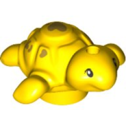 Turtle, Friends Style, Baby with Black Eyes and Gold Spots Pattern - Yellow