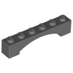 Arch 1 x 6 Raised Arch - Dark Bluish Gray