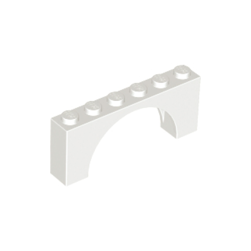 Деталь LEGO 15254 Arch 1 x 6 x 2 - Medium Thick Top without Reinforced Underside - White