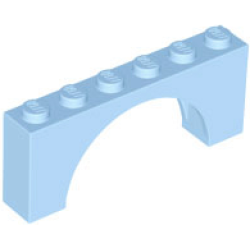 Arch 1 x 6 x 2 - Medium Thick Top without Reinforced Underside - Bright Light Blue