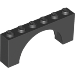 Arch 1 x 6 x 2 - Medium Thick Top without Reinforced Underside - Black