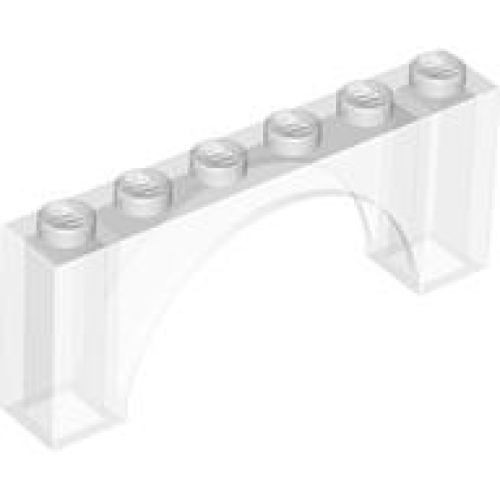 Деталь LEGO 15254 Arch 1 x 6 x 2 - Medium Thick Top without Reinforced Underside - Trans-Clear