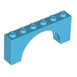 Arch 1 x 6 x 2 - Medium Thick Top without Reinforced Underside - Medium Azure