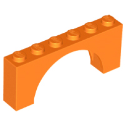 Arch 1 x 6 x 2 - Medium Thick Top without Reinforced Underside - Orange