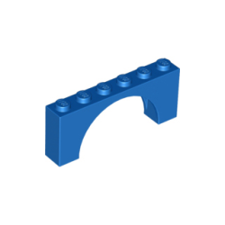 Arch 1 x 6 x 2 - Medium Thick Top without Reinforced Underside - Blue