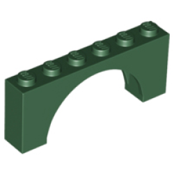Arch 1 x 6 x 2 - Medium Thick Top without Reinforced Underside - Dark Green