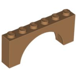 Arch 1 x 6 x 2 - Thick Top with Reinforced Underside - Medium Nougat
