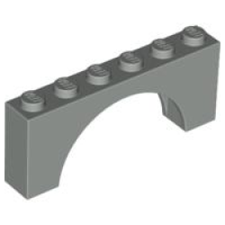 Arch 1 x 6 x 2 - Thick Top with Reinforced Underside - Light Gray