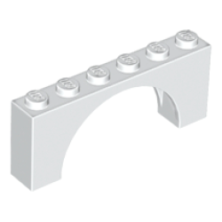 Arch 1 x 6 x 2 - Thin Top without Reinforced Underside - White