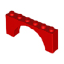Arch 1 x 6 x 2 - Thin Top without Reinforced Underside - Red