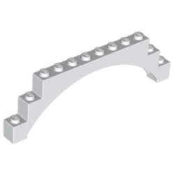 Arch 1 x 12 x 3 Raised Arch with 5 Cross Supports - White