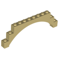 Arch 1 x 12 x 3 Raised Arch with 5 Cross Supports - Tan
