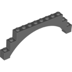 Arch 1 x 12 x 3 Raised Arch with 5 Cross Supports - Dark Bluish Gray