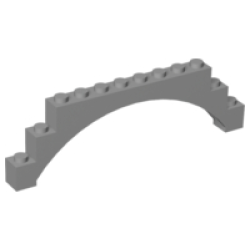 Arch 1 x 12 x 3 Raised Arch with 5 Cross Supports - Light Bluish Gray