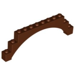 Arch 1 x 12 x 3 Raised Arch with 5 Cross Supports - Reddish Brown