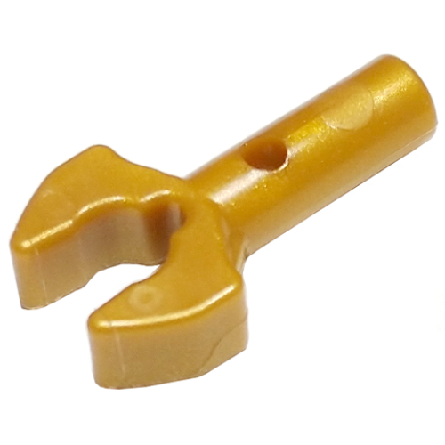 Деталь LEGO 48729b Bar 1L with Clip Mechanical Claw - Cut Edges and Hole on Side - Pearl Gold
